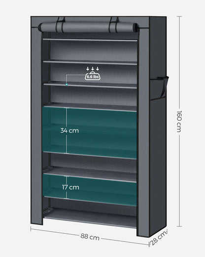 Étagère à chaussures SONGMICS 10 niveaux – jusqu'à 40 paires, avec revêtement en tissu, hauteur 162 cm