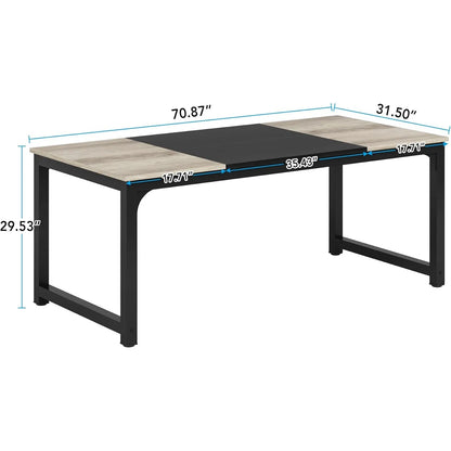 Industrial dining table 180 × 80 cm – for 6–8 people, rectangular, wood &amp; metal