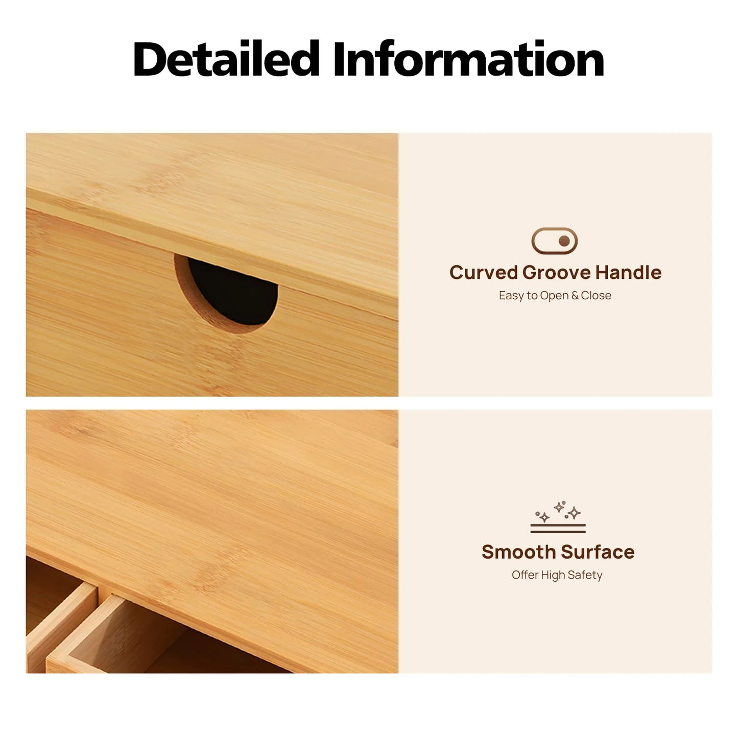 Bambus Schreibtisch Organizer mit 4 Schubladen 33 x 19 x 16 cm Naturholz Aufbewahrungskasten für Büro und Zuhause