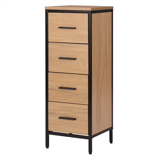 Meuble de salle de bain étroit avec 4 tiroirs, chêne/noir 82 cm