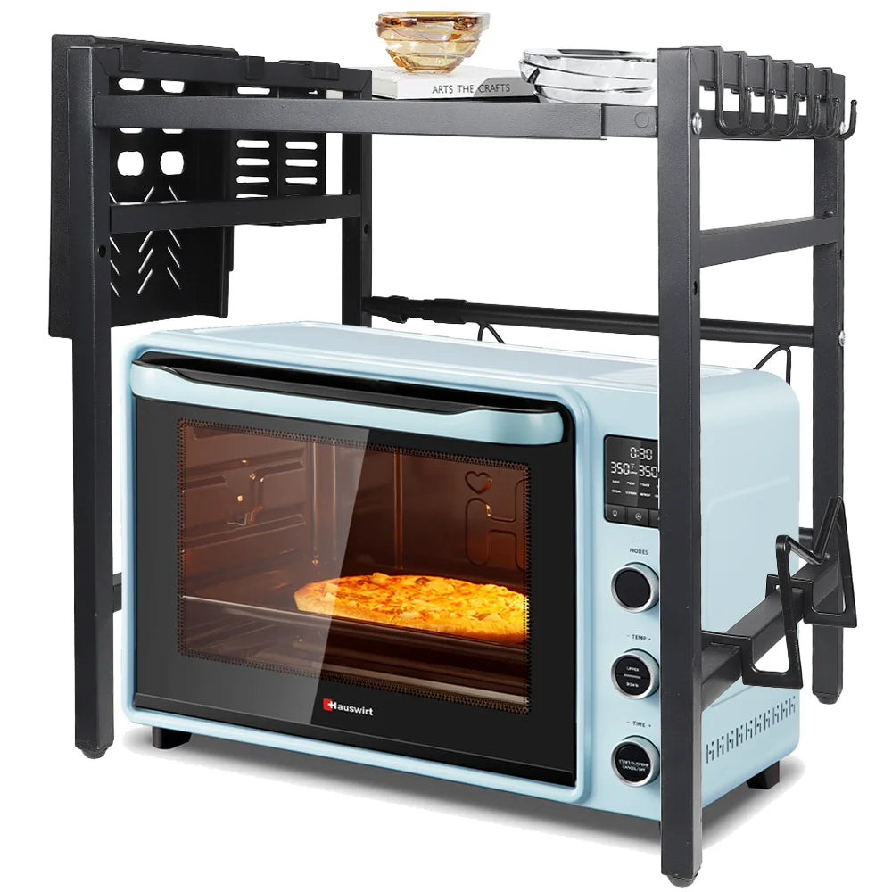 Étagère extensible en métal pour micro-ondes – 1 ou 2 niveaux, stable et réglable en hauteur – organisateur d'étagères de cuisine