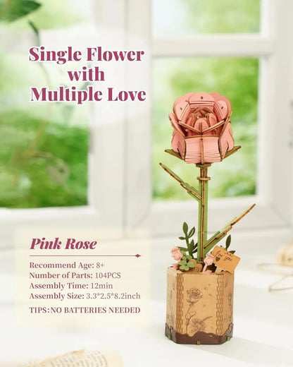 Robotime Rolife 3D Holzblumen – DIY Holzpuzzle Blumenstrauß | Ewige Blüten als Geschenk zum Muttertag, Geburtstag & Deko