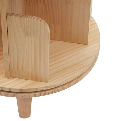360° drehbares Bücherregal aus Kiefernholz, 6 Ebenen, platzsparender Organizer
