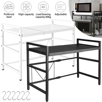 Étagère extensible en métal pour micro-ondes – 1 ou 2 niveaux, stable et réglable en hauteur – organisateur d'étagères de cuisine