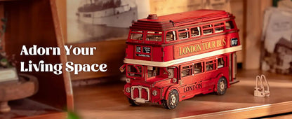 Robotime Rolife London Bus Holzpuzzle – 3D Modellbausatz aus Holz zum Basteln & Sammeln