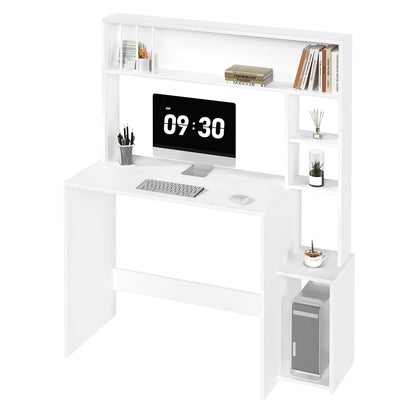 Computer desk with storage space 113.5 x 45 x 139 cm Desk with 5 shelves Scandinavian workstation for office and living room