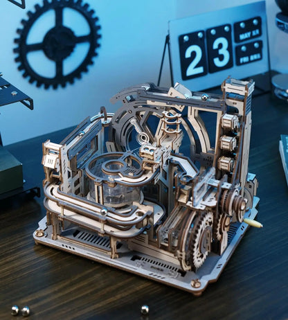 Robotime ROKR Marble Spaceport – Elektrisches 3D-Holzpuzzle mit Kugelbahn | Modellbausatz für Erwachsene & Teenager