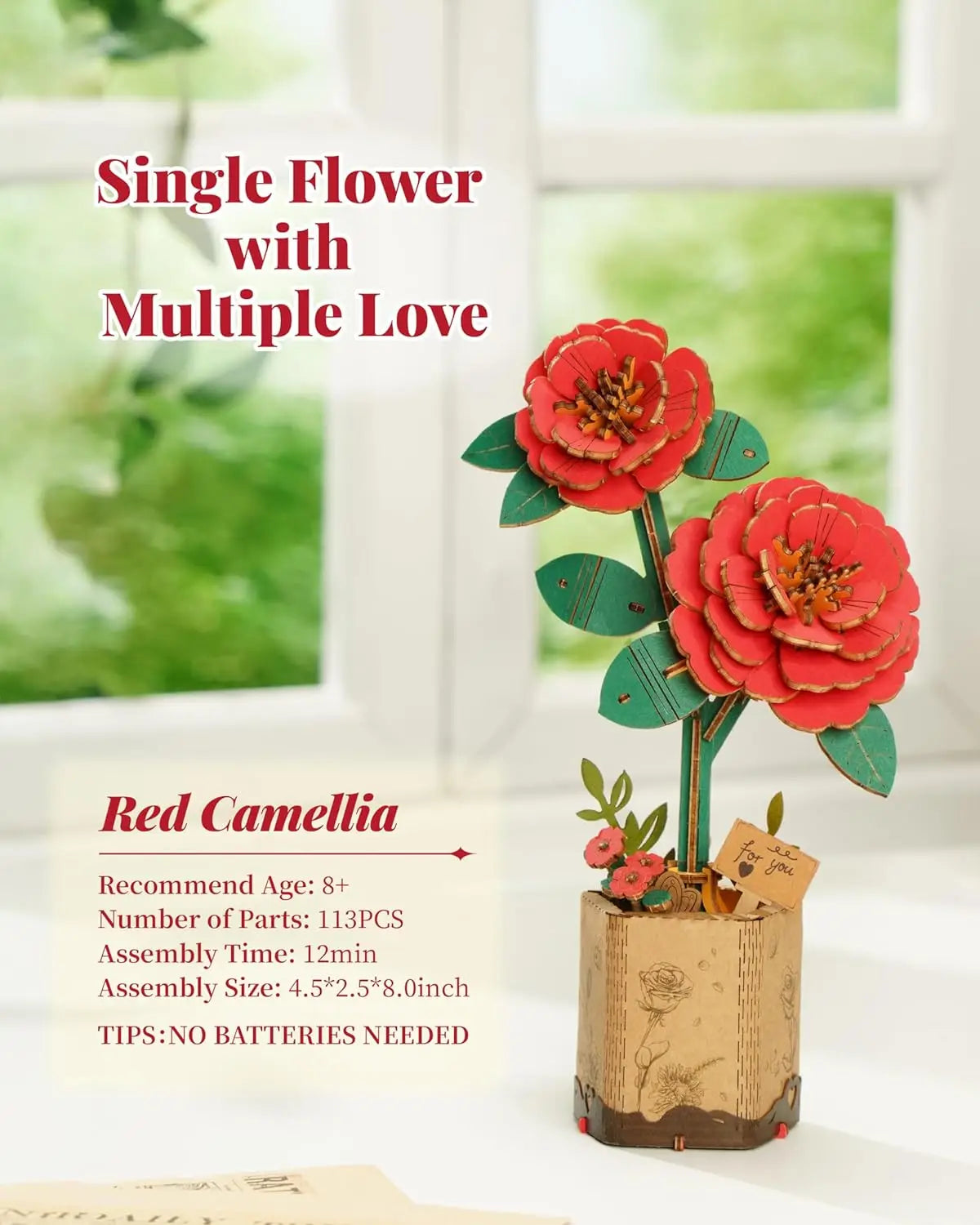 Robotime Rolife 3D Holzblumen – DIY Holzpuzzle Blumenstrauß | Ewige Blüten als Geschenk zum Muttertag, Geburtstag & Deko