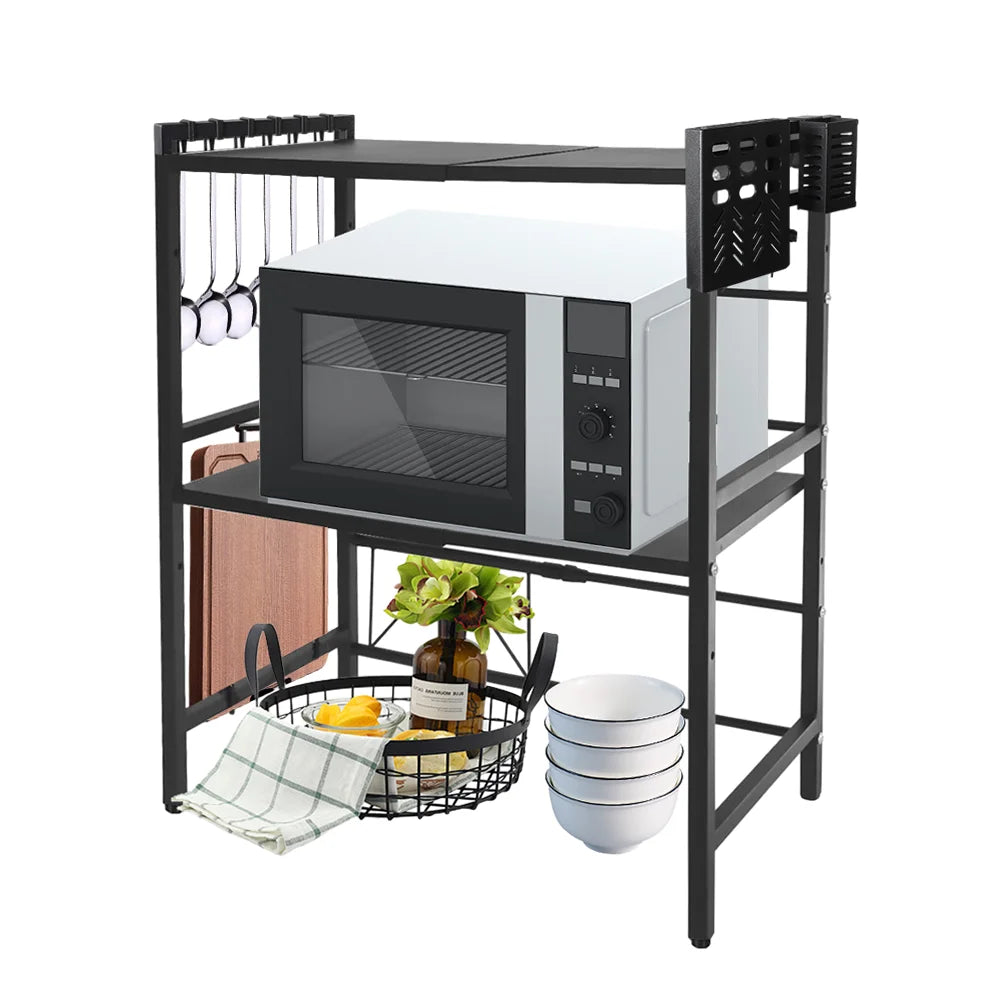 Étagère extensible en métal pour micro-ondes – 1 ou 2 niveaux, stable et réglable en hauteur – organisateur d'étagères de cuisine