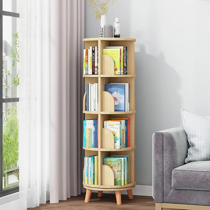 Bibliothèque rotative en bois – 1 à 6 niveaux, ronde, peu encombrante et moderne