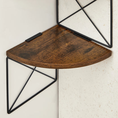 Étagère d'angle VASAGLE Zigzag – 5 niveaux, étagère murale vintage marron-noir, hauteur 127 cm