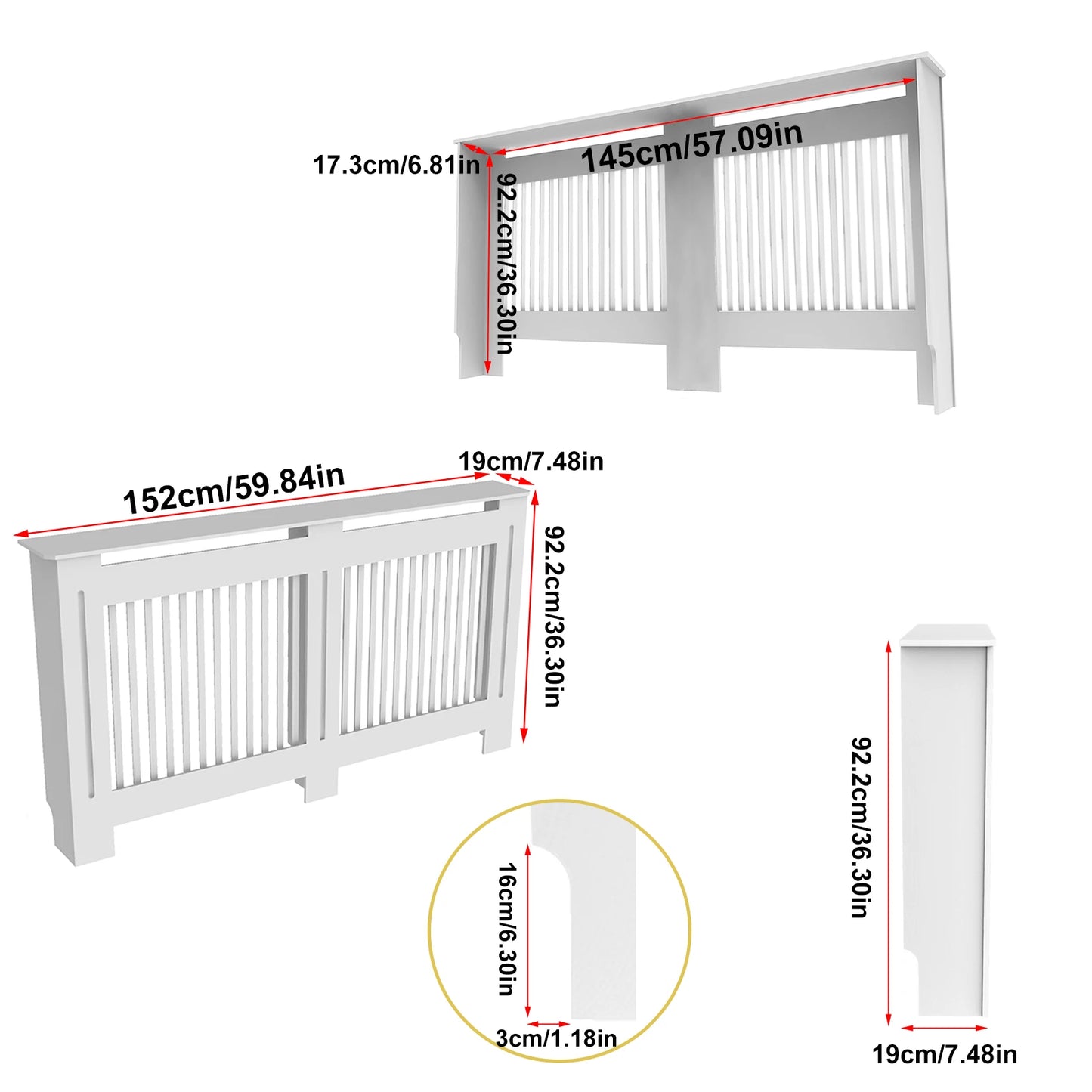 Cache radiateur blanc – Meuble MDF en S/M/L/XL | Moderne et individuel