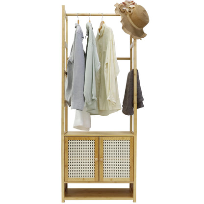 Kleiderständer aus Bambus mit Schrank & Regal – freistehend, modern & platzsparend