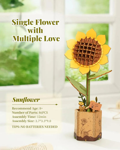 Robotime Rolife 3D Holzblumen – DIY Holzpuzzle Blumenstrauß | Ewige Blüten als Geschenk zum Muttertag, Geburtstag & Deko