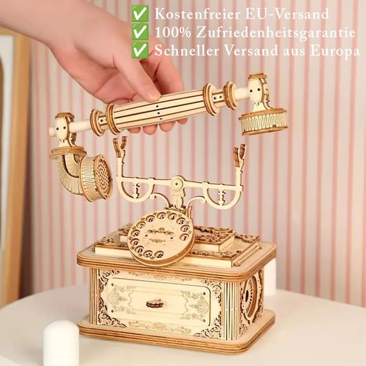 3D Wooden Puzzle Retro Telephone – Creative DIY Kit for Adults