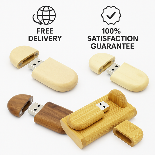 USB Stick Wood 4-128GB – Engraving Available, Gift, Bamboo, Walnut, Maple