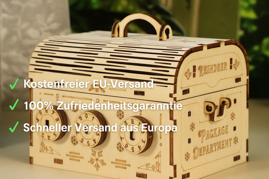 3D wooden puzzle treasure chest – DIY kit with combination lock for adults