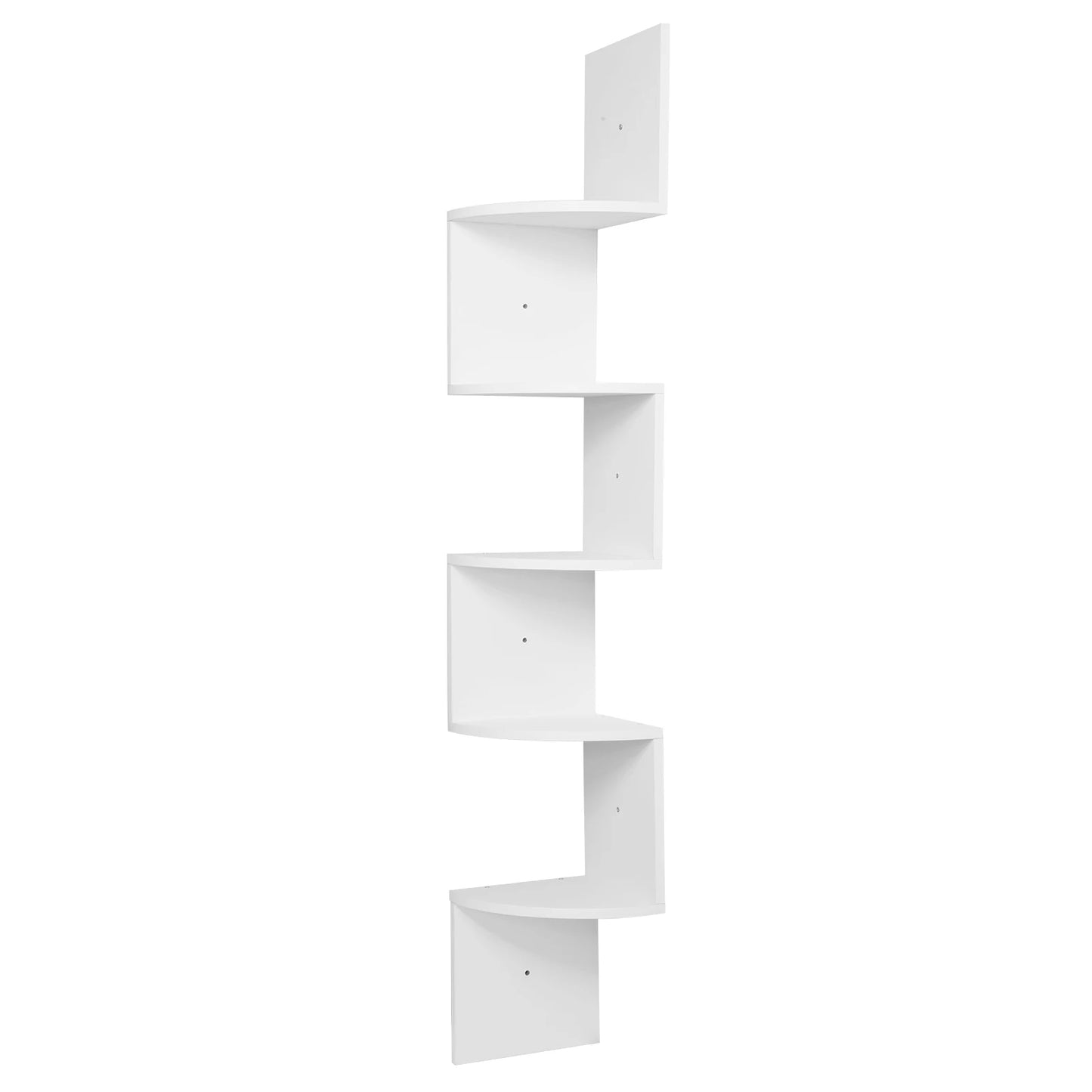 Étagère murale WOLTU Zigzag à 5 niveaux – Blanc/Noir, hauteur 156 cm, étagère d'angle moderne