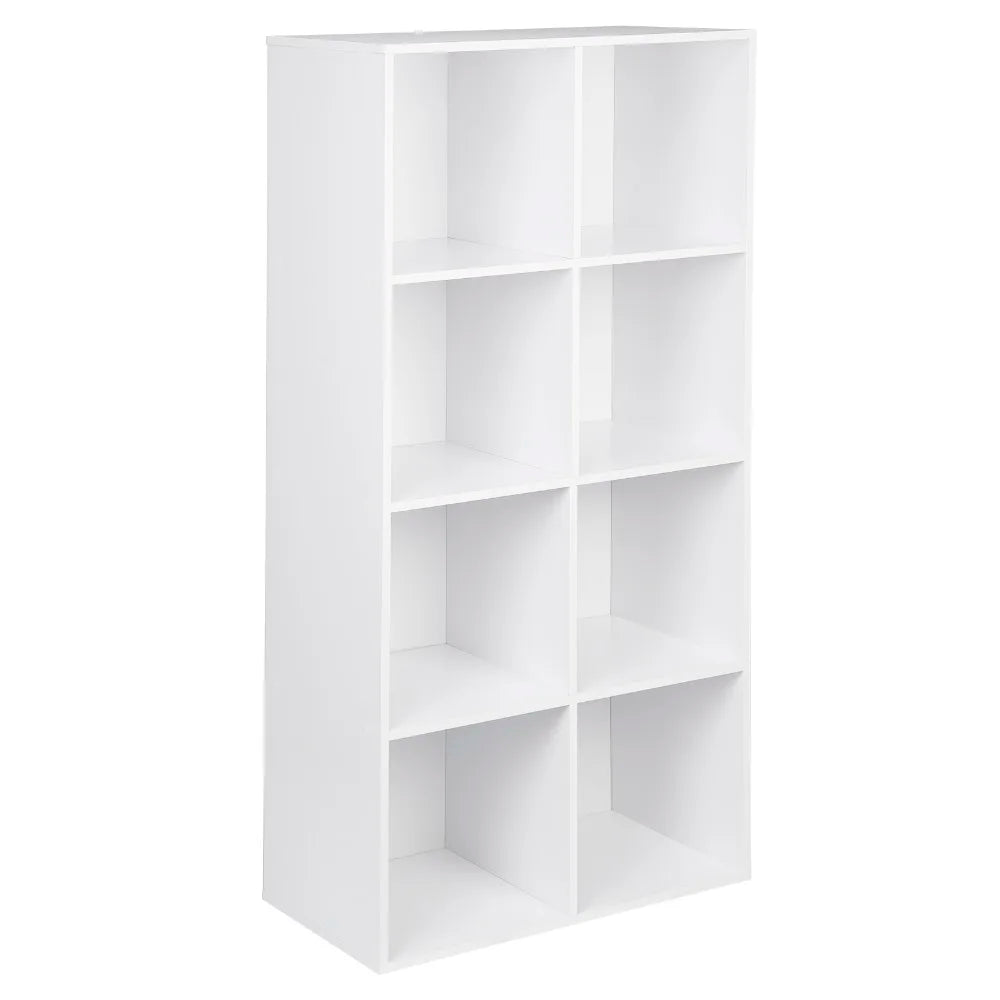 Bookcase with 8 compartments – freestanding &amp; modern – in white or oak