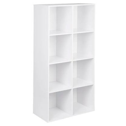 Bookcase with 8 compartments – freestanding &amp; modern – in white or oak