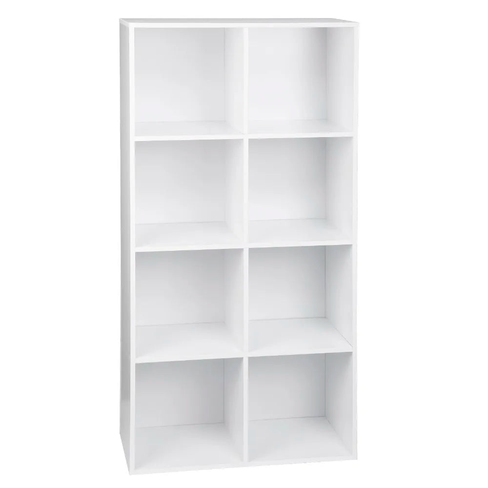Bookcase with 8 compartments – freestanding &amp; modern – in white or oak