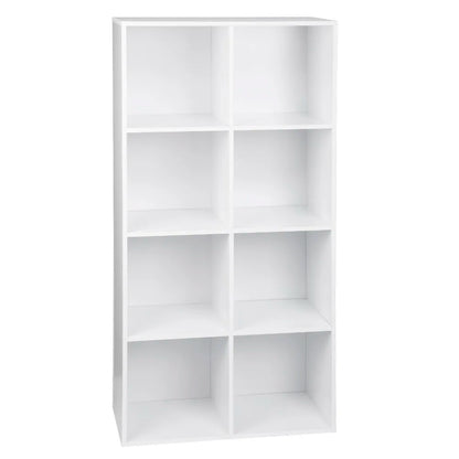 Bookcase with 8 compartments – freestanding &amp; modern – in white or oak