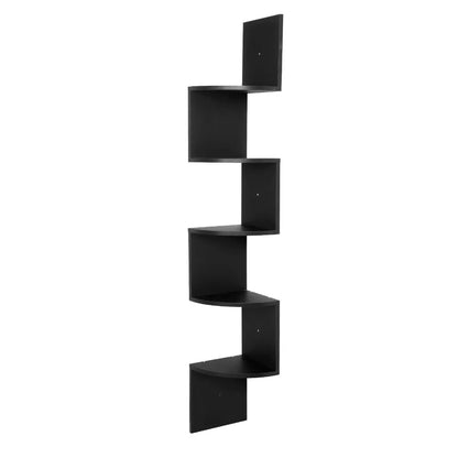 Étagère murale WOLTU Zigzag à 5 niveaux – Blanc/Noir, hauteur 156 cm, étagère d'angle moderne
