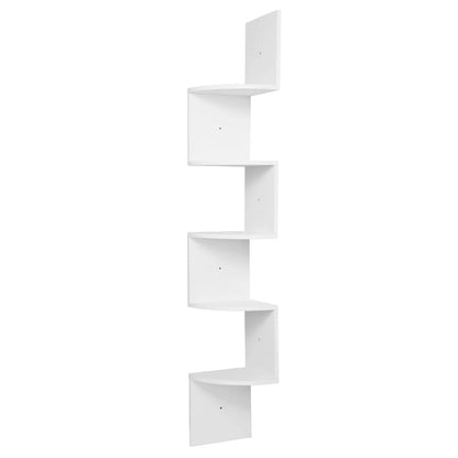 Étagère murale WOLTU Zigzag à 5 niveaux – Blanc/Noir, hauteur 156 cm, étagère d'angle moderne