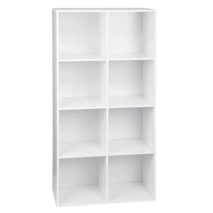 Bookcase with 8 compartments – freestanding &amp; modern – in white or oak